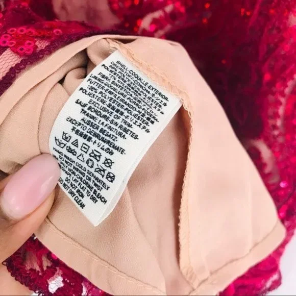 FREE PEOPLE Night Shimmer Embroidered Floral Sequin Lace Mesh Mini Dress Size 4 - Picture 12 of 15